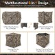 Detachable hunting blind for 2-3 people with camouflage pattern, skylight, and multiple shooting windows for optimal.