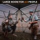 360° one-way see-through hunting blind for 2-3 people, featuring camouflage patterns and adjustable windows for optimal.