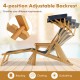 Birch wood chaise lounge chair with adjustable backrest and canopy, perfect for sunbathing or relaxing outdoors.