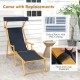 Birch wood chaise lounge chair with adjustable navy canopy, featuring durable oxford fabric and foldable design for.