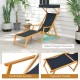 Birch wood chaise lounge chair with adjustable canopy and ergonomic footrest, perfect for outdoor relaxation by the.