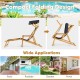 Birch wood foldable chaise lounge chair with adjustable canopy, perfect for patio, poolside, or garden relaxation.