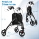 Foldable rollator walker with adjustable heights, lightweight aluminum frame, and three wheels for stability and.