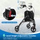 Foldable rollator walker with adjustable handles, lightweight aluminum frame, and easy height adjustment for seniors.