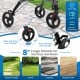 Foldable rollator walker with 8" large wheels, adjustable height, and a lightweight aluminum frame for easy.