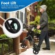 Foldable rollator walker with lightweight aluminum frame, featuring foot lifts for easy curb crossing and adjustable.