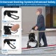 Foldable rollator walker with lightweight aluminum frame, featuring ergonomic brakes and adjustable heights for seniors.