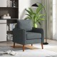 Gray fabric upholstered sofa chair featuring detachable cushions, stylish mid-century design, perfect for reading or.