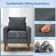 Gray fabric upholstered sofa chair with removable cushions, featuring breathable linen and sturdy rubber wood legs for.