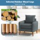 Gray fabric upholstered sofa chair with removable cushions, sturdy rubber wood legs, and non-slip foot pads for.