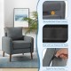 Close-up view of the gray fabric upholstered sofa chair's zipper and hook and loop fasteners for easy cushion removal.
