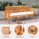 Patio 3-seat wood bench in acacia with white soft seat cushions, ergonomic design, and extra reinforced legs for.