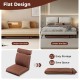 Folding floor chair in brown with adjustable backrest and headrest, designed for easy storage under sofa or bed.