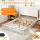 Queen size bed frame with high headboard, solid rubber wood legs, and slatted platform for easy assembly and support.