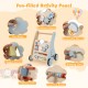 Wooden baby push and pull walker featuring a multi-activity learning center with gears, maze, and shape sorter for fun.