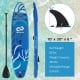 Inflatable stand up paddle board with blue design, 10' x 30" x 6", includes adjustable paddle and removable center fin.