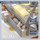 Twin size wooden bed with gray finish featuring two sliding storage drawers and smooth rolling wheels for easy access.