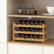 3-tier bamboo countertop wine bottle organizer holding 18 bottles, featuring wave slots for stability and a natural.
