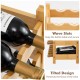 3-tier bamboo wine bottle organizer with wave slots, holding 18 bottles tilted for freshness, ideal for kitchen or bar.