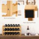 3-tier bamboo wine bottle organizer with wave slots, holding 18 bottles, featuring non-slip foot pads for stability.
