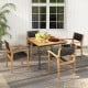 Stackable outdoor wicker dining chairs with acacia wood frame and ergonomic backrest, perfect for backyard dining.