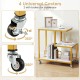 G-shaped side table with 3 tiers, featuring 4 universal casters, 2 with brakes, ideal for versatile storage and.