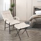 Beige linen fabric accent chair with adjustable backrest and foldable ottoman, perfect for reading or relaxing in any.
