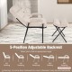 Beige linen fabric accent chair with adjustable backrest, padded armrests, and foldable ottoman for versatile comfort.