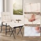 Detailed close-up of soft PP cotton cushioning on the beige linen fabric accent chair, showcasing luxurious comfort and.