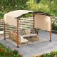 Outdoor 10 x 12 FT retractable pergola with beige canopy, featuring a sturdy metal frame and spacious seating area.