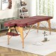 Red 84-inch foldable massage table with adjustable height, soft cushion, and side armrests for enhanced comfort.