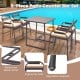 5-piece rattan counter set featuring a polywood table and 4 ergonomic stools, perfect for outdoor dining.