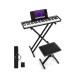 61-key portable electronic keyboard piano set with adjustable stand, stool, and Bluetooth function for versatile music.