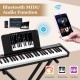 61-key portable electronic keyboard piano with Bluetooth MIDI function, stand, and stool for versatile music learning.