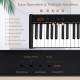Close-up of the 61-key portable electronic keyboard showing control buttons and LED display for easy operation.