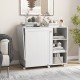 Multifunctional folding sewing machine craft station in white with storage shelves, ideal for creative workspace.