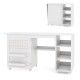 Multifunctional folding sewing machine craft station in white with ample workspace, storage shelves, and 6 casters for.