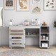 Multifunctional folding sewing machine craft station in white showcasing 2 yarn holders and 18 thread racks for.