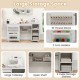 Multifunctional folding sewing machine craft station with large tabletop, 18 thread racks, and 3 cube storage shelves.