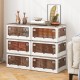 Stackable 3-pack storage bins with lids, 8-gallon capacity, featuring translucent doors for easy access in any room.