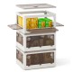 Stackable 3-pack storage bins with lids, featuring 5 opening ways and translucent doors for easy access and.
