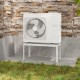 Mini split ground stand for 9000-18000 BTU ductless AC, featuring a heavy-duty metal frame and adjustable height for.
