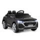 Licensed Audi SQ8 kids ride-on car in black with remote control, LED headlights, and spacious seat for safe play.