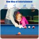 48-inch blue pool table with velvet surface, full set of balls, and solid frame for family fun and interaction.