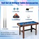 48-inch blue pool table with velvet surface, full set of balls, 2 cue sticks, and accessories for family fun.