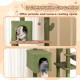 Multi-level cactus cat tree in green featuring two cozy condos, scratching posts, and plush perches for playful cats.