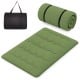 Full-size floor mattress in green with a washable cover, rolled up in a carry bag for easy storage and transport.