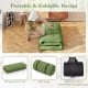 Full-size floor mattress in green with a washable cover, easily foldable and portable for camping or yoga use.
