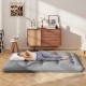 Futon mattress with washable cover, shown in a cozy living space, ideal for sleeping, camping, or yoga.