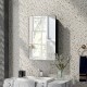 20 x 30 inch black bathroom mirror cabinet with adjustable shelves, featuring a durable aluminum frame and sleek design.